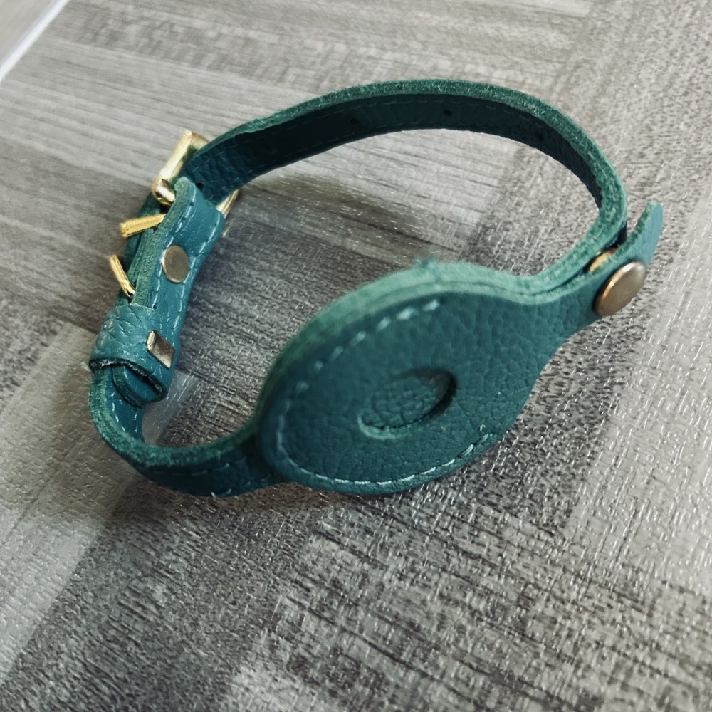 AirTag holder cat collar! Green Leather One-Piece Strap - Picture 4 of 5